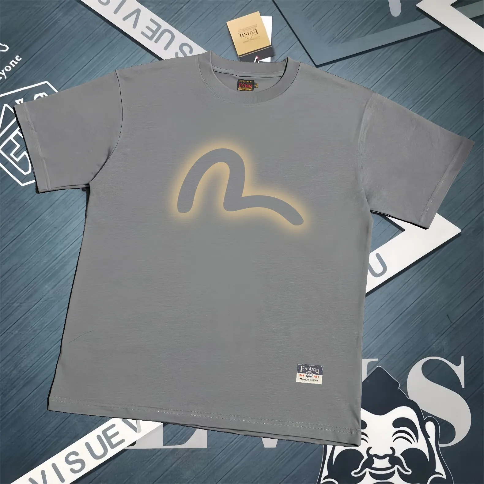 Evisu 2025New Arrival T ⚠ Quality⚠ Same Style T 。 ，Black S-XXL，White S-XXL，Gray M-XXL，Red S-XXL， Red M-XXL